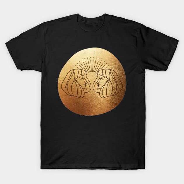Gemini Girls Metallic Gold T-Shirt by Faeblehoarder